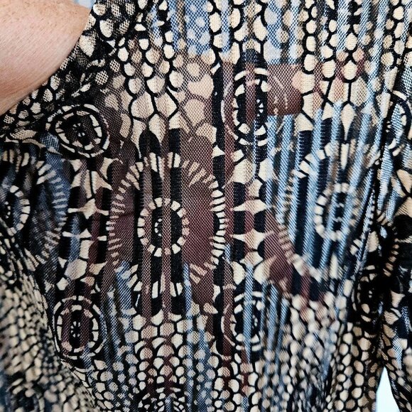 NWOT Dalin Black/Tan Flowered Lacey Asymmetrical Tunic - XL - Picture 3 of 9